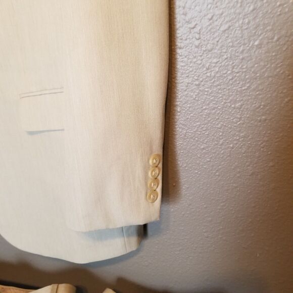 Chaps 44R Suit Set Tan Sport Coat Pants 36x34 2 Button Notch Lapel Classic FLAW - Picture 2 of 13